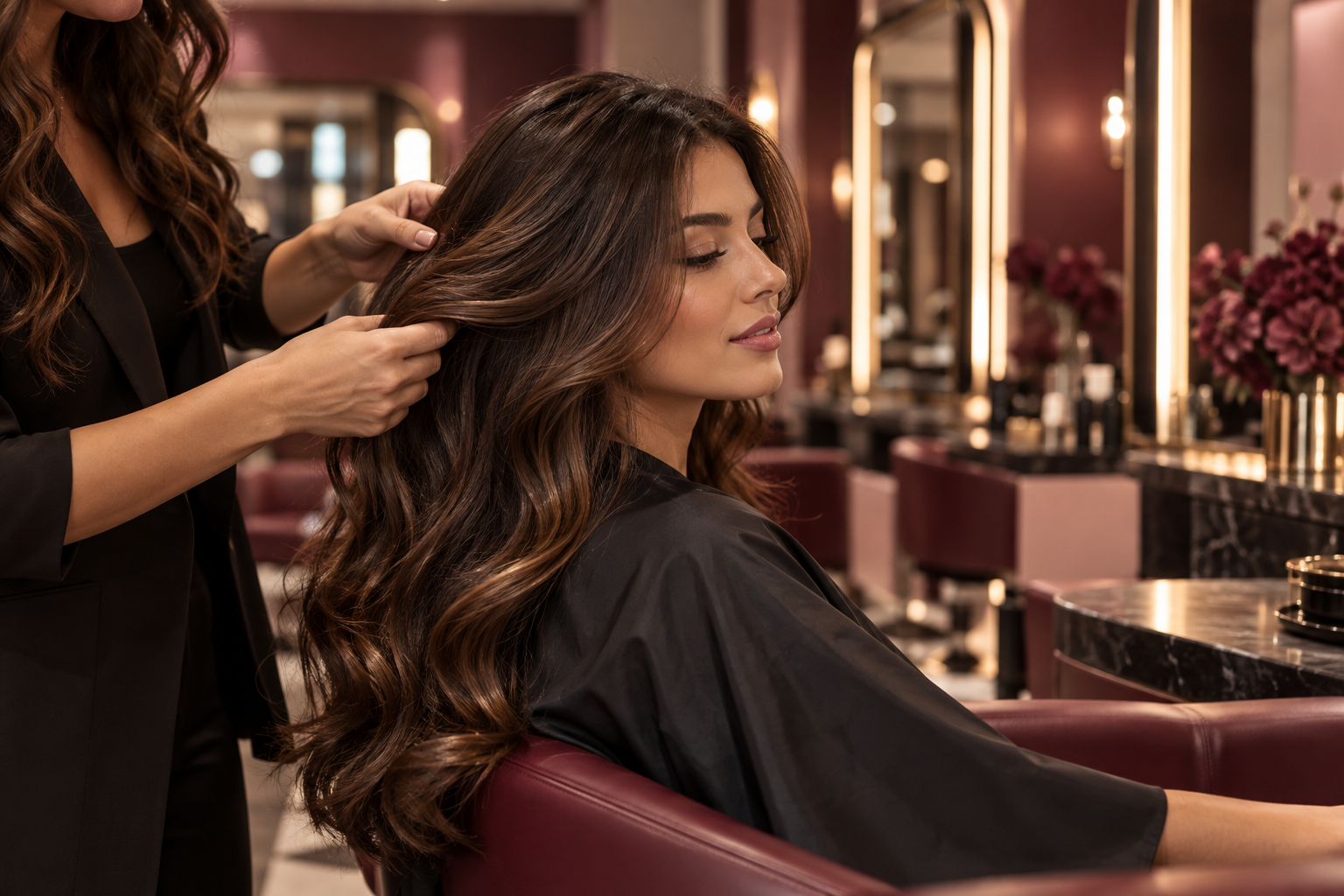Exemplo ilustrativo de cuidado de cabelo em salão